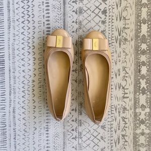 Kate Spade nude patent bow flat